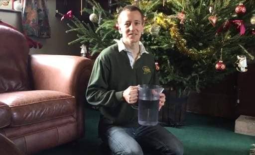 Watering Christmas tree